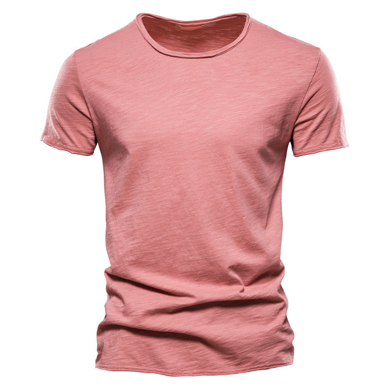Men's Fashion Slim Fit O-Neck Short Sleeve T-shirt Pink